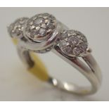 9ct white gold fancy diamond cluster ring size L 0.