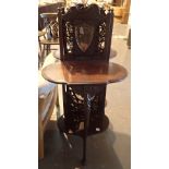 Pair of Victorian Arts and Crafts display tables with original shield shaped mirrors cabriole legs