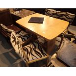 Walnut drawleaf table with four chairs