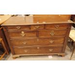 Antique mahogany chest of two long under two short under three shorter drawers on bracket feet,