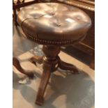 Leather upholstered windup Victorian piano stool