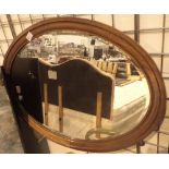 Edwardian oak framed bevelled edge mirror 74 x 50 cm
