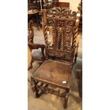 Victorian gothic revival high black carved chair