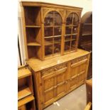 Oak sideboard with glazed top 140 x 46 x 184 cm