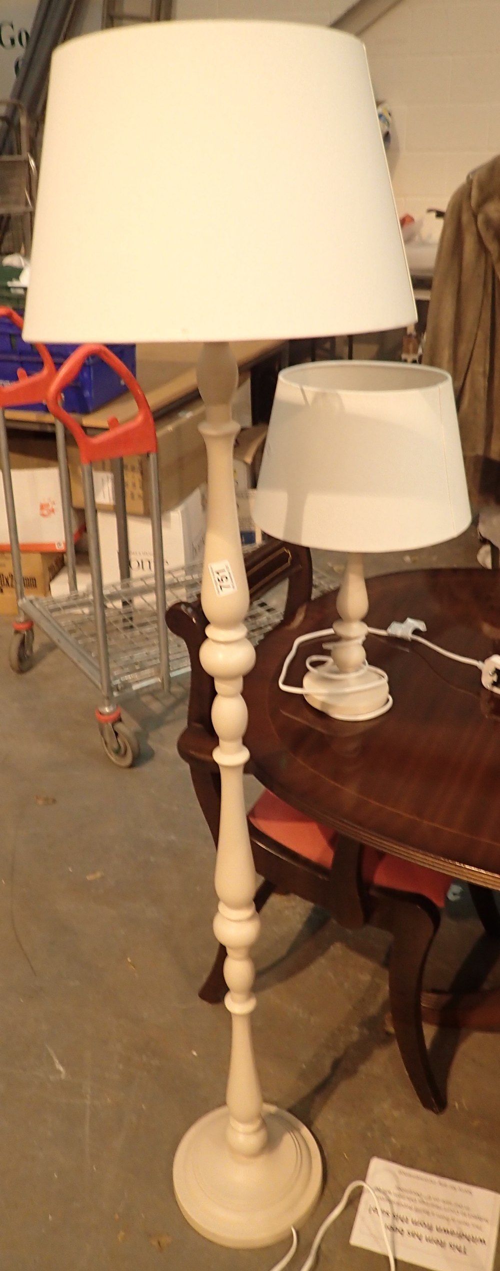Standard lamp and shade with matching table lamp