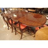 Twin pedestal mahogany table and six chairs