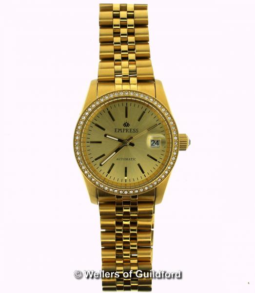 *Ladies' Empress Constance automatic wristwatch, EM1508, gold tone stainless steel, circular dial