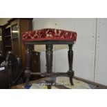 Edwardian upholstered mahogany music stool