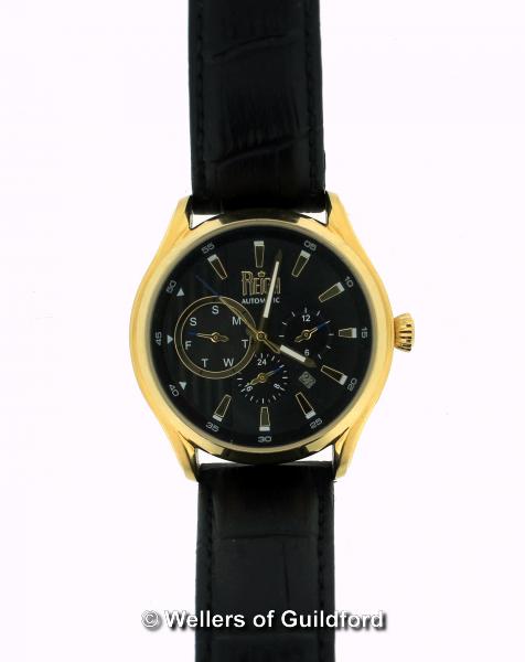 *Gentlemen's Reign Gustaf automatic wristwatch, RN1503, circular black dial with baton hour