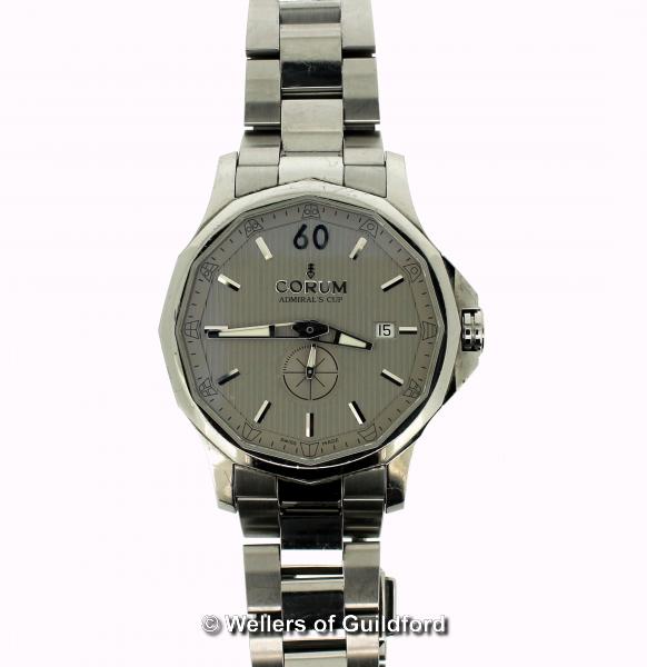 *Gentlemen's Corum Admiral's Cup automatic wristwatch, in stainless steel with silver coloured dial,