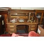 1920's peroid oak roll top desk with fully fitted interior and seven drawers, 126 x 80 x 126cm