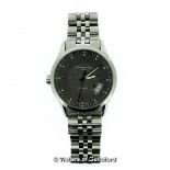 *Raymond Weil automatic stainless steel wristwatch, grey textured dial with baton hour markers and