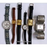 *Selection of six mixed wristwatches, including two gold plated Raymond Weil (Lot subject to VAT)