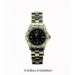 *Tag Heuer WK1210 stainless steel wristwatch, circular black dial with luminous hour markers and