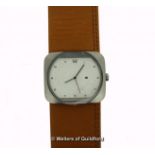 Gentlemen's large Levi's wristwatch, in stainless steel on tan leather strap, boxed