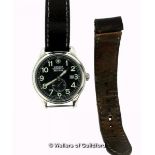 *Gentlemen's Wenger Swiss Military wristwatch, circular black dial with luminous Arabic numerals,