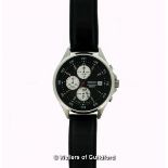 *Gentlemen's Seiko wristwatch, circular black dial with baton hour markers, date aperture and