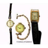 Three vintage 9ct gold cased wristwatches