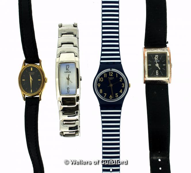Four ladies' wristwatches, including Swatch