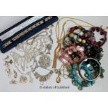 Selection of costume jewellery, including bangles and paste set jewellery