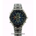 *Gentlemen's Globenfeld wristwatch, circular blue dial with baton hour markers and three