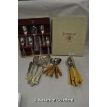 Silver fish cutlery and assorted plated cutlery