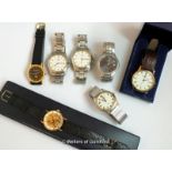 Selection of seven gentlemen's wristwatches, including an Avia skeleton watch, three Lorus, a