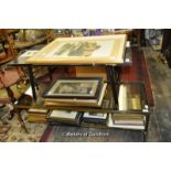 Two coffee tables; once c.1960 with tiled vetron car top (a/f), the other of brass and glass