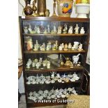 Mid 20thC oak glazed four-shelf cabinet, 860 x 250 x 1340mm