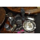Quantity of metalwares and objects d'arts including opera glasses, Art Nouveau style doorstop and