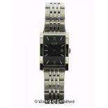 *Gentlemen's Citizen Eco-Drive stainless steel wristwatch, rectangular dark grey textured dial, with