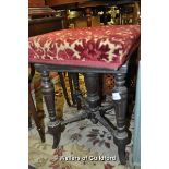 Edwardian upholstered mahogany music stool