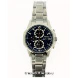 *Gentlemen's Seiko Solar chronograph wristwatch, circular blue dial, with baton hour markers, date