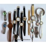 Selection of fifteen mixed wristwatches, including Seiko, Accurist