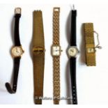 Five ladies' wristwatches, including Rotary and Tissot