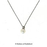 *Freshwater pearl pendant, 10mm pearl mounted in 18ct white gold, on an 18ct white gold fine