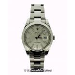 *Gentlemen's Rolex Oyster Perpetual Datejust, silvered dial with baton hour markers and date