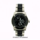 *Gentlemen's Guess two-tone stainless steel wristwatch, circular black dial, with baton hour markers