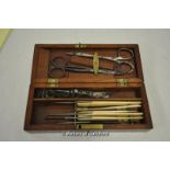 Vintage surgical instrument set, with bone and ebony handles