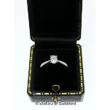 Single stone diamond ring, oval cut diamond, weighing an estimated 0.40ct, estimated colour and