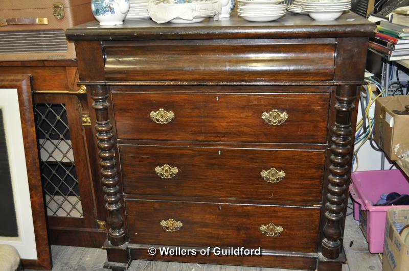 Victorian chest of four long drawers