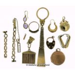 Selection of mostly 9ct jewellery, and a gold plated circular locket pendant, gross weight 43.9