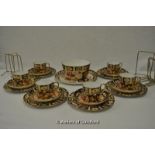 Royal Crown Derby Imari pattern 1916 comprising; six tea cups and saucers, six side plates, a lipped