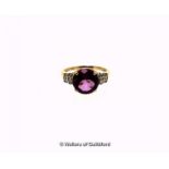Mystic pink topaz and diamond ring, round cut mystic pink topaz, weighing an estimated 4.07cts, with