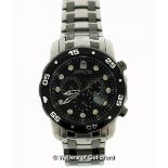 *Gentlemen's Invicta stainless steel wristwatch, circular black dial with rotating bezel, luminous