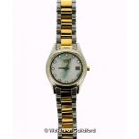 *Ladies' Citizen bi-colour stainless steel wristwatch, circular mother of pearl dial, with white