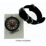 *Slava Amphibian Divers watch, black dial with rotating bezel, luminous baton hour markers and