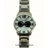 *Gentlemen's Police stainless steel wristwatch, circular white dial, with Arabic numerals and