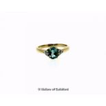 Pairaba tourmaline and diamond ring, oval cut Paraiba tourmaline, weighing an estimated 0.67ct, with
