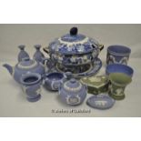 Quantity of Wedgwood Jasperware including teapot, milk and sugar commemorating the Coronation of